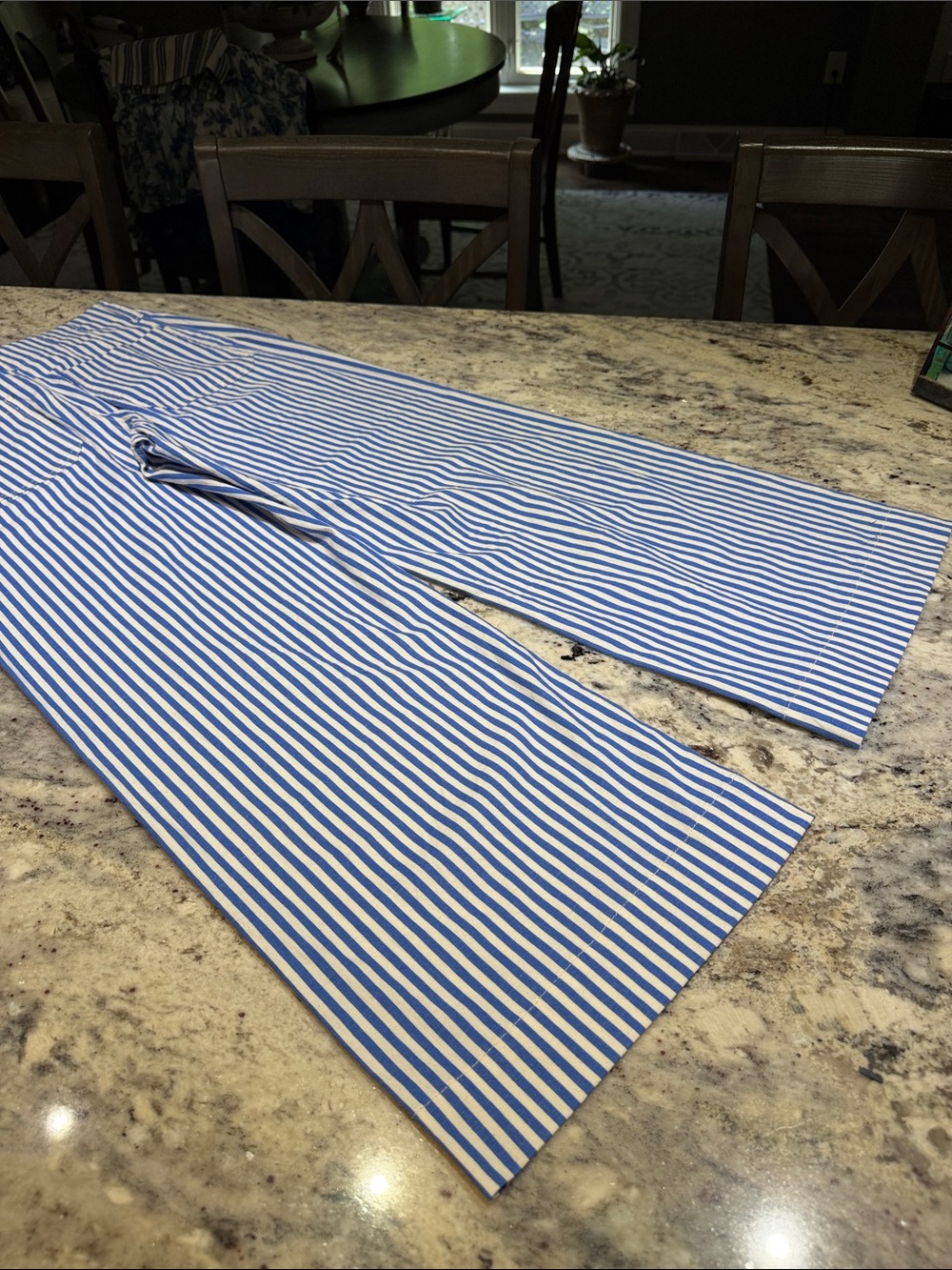 Anthropologie Maeve Colette  Blue and White Striped Cropped Wide-Leg Pants - Picture 7 of 8